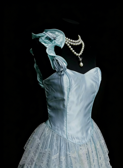 Unique Ball Gown One Shoulder Light Sky Blue Tulle Inspo 2000s Hoco Gowns Inspo Homecoming Dresses N1441