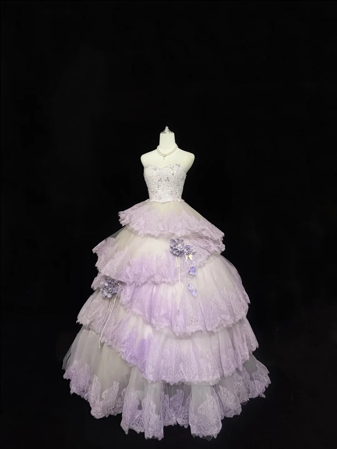 Sweet 16 Dresses Long Ball Gown Sweetheart Lilac With Lace Sweet Sixteen Birthday Gown RC0293