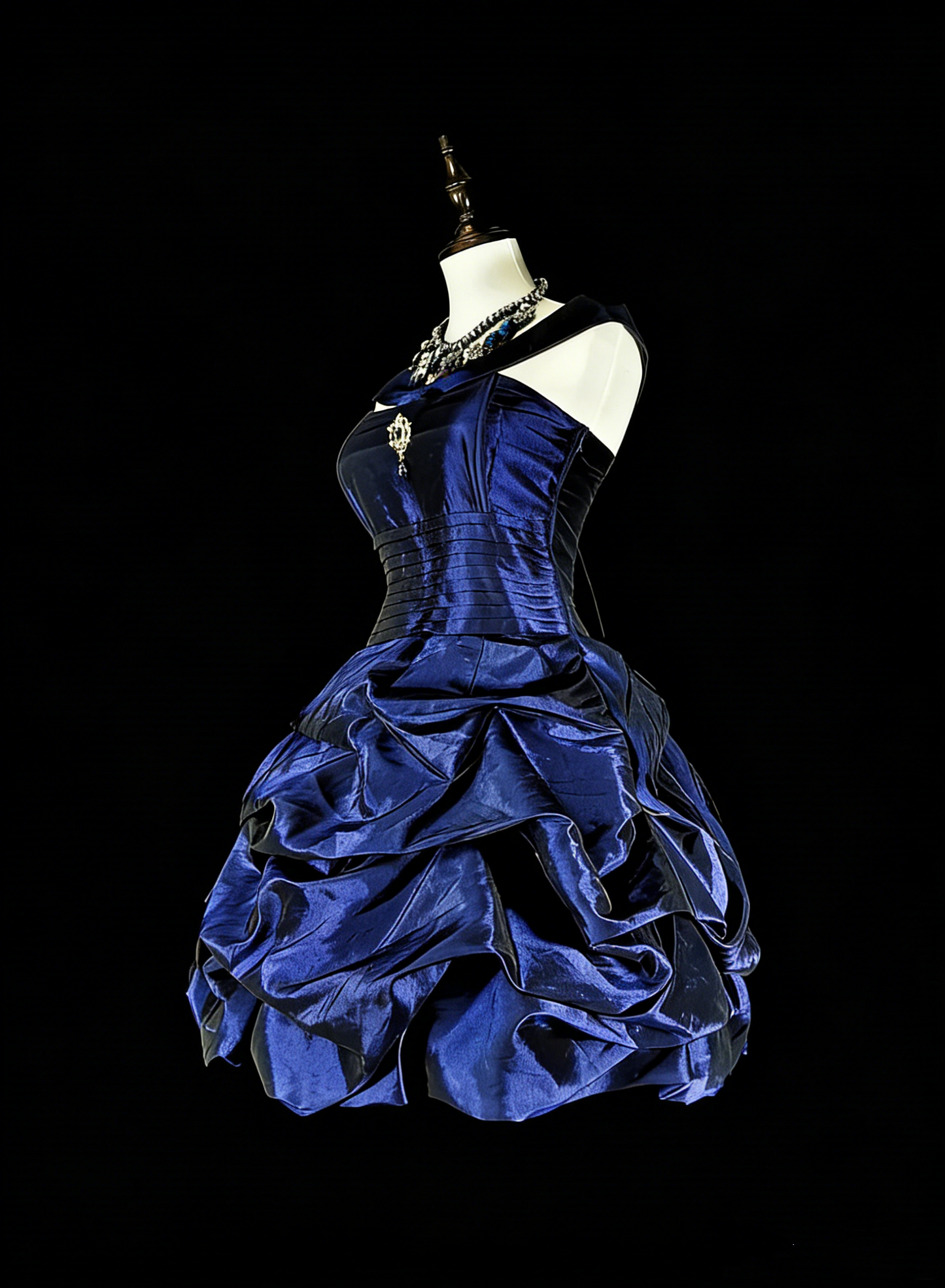 Vintage Ball Gown Halter Navy Blue Graduation Short Mini Homecoming Dresses Hoco Dress N2719