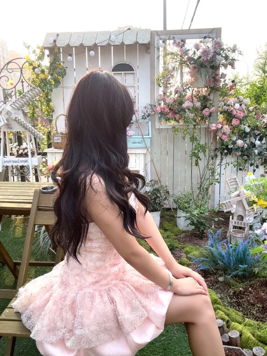 Modest Ball Gown Strapless Pink Lace Short Mini Senior Inspo 16th Birthday Outfits Homecoming Dresses RB3973