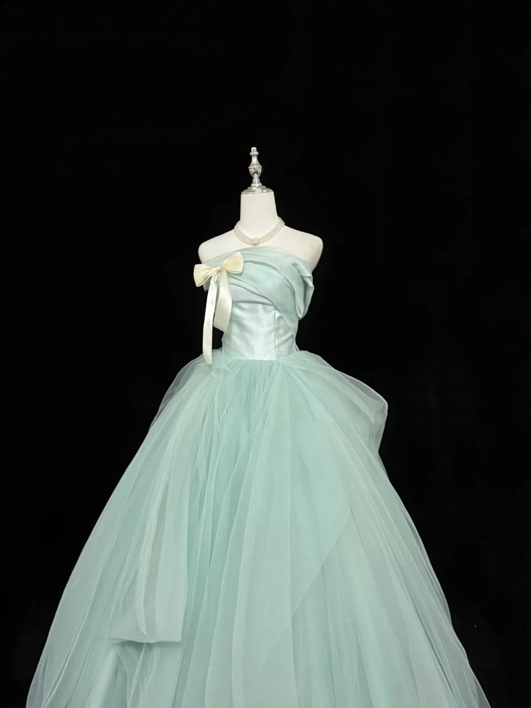 Sweet 16 Dresses Long Ball Gown Sweet Sixteen Long Birthday Dress Strapless Mint Green Tulle Formal Gown RC0306