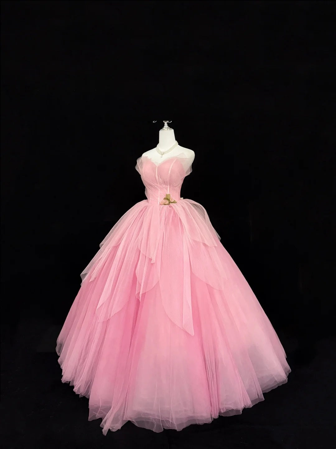 Sweet 16 Dresses Long Ball Gown Sweet Sixteen Long Birthday Dress Sweetheart Pink Tulle Formal Gown RC0296