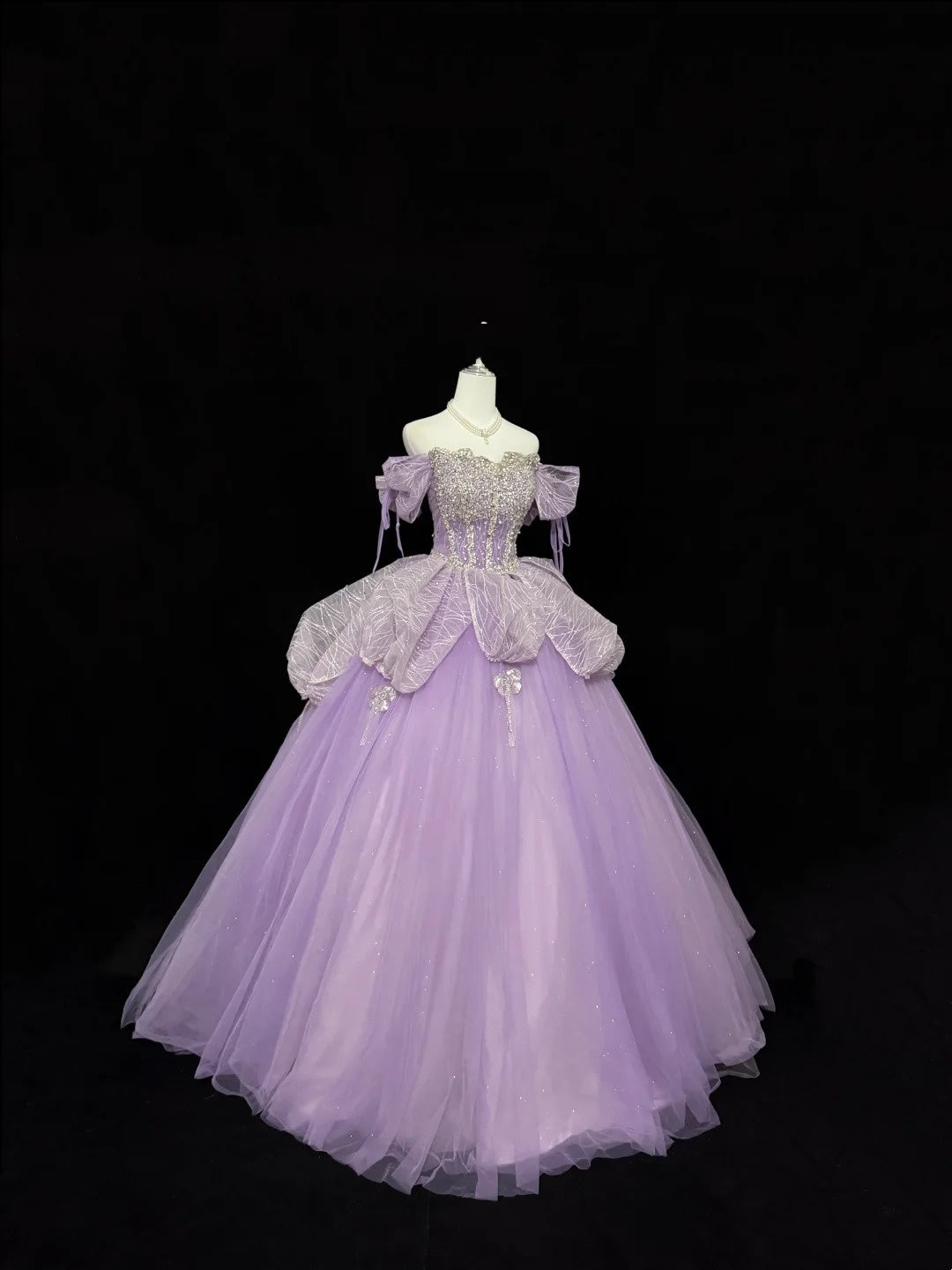 Sweet 15 Quinceanera Dress Ball Gown Off Shoulder Lilac With Sleeves Long 15th Birthday Gown RC0311
