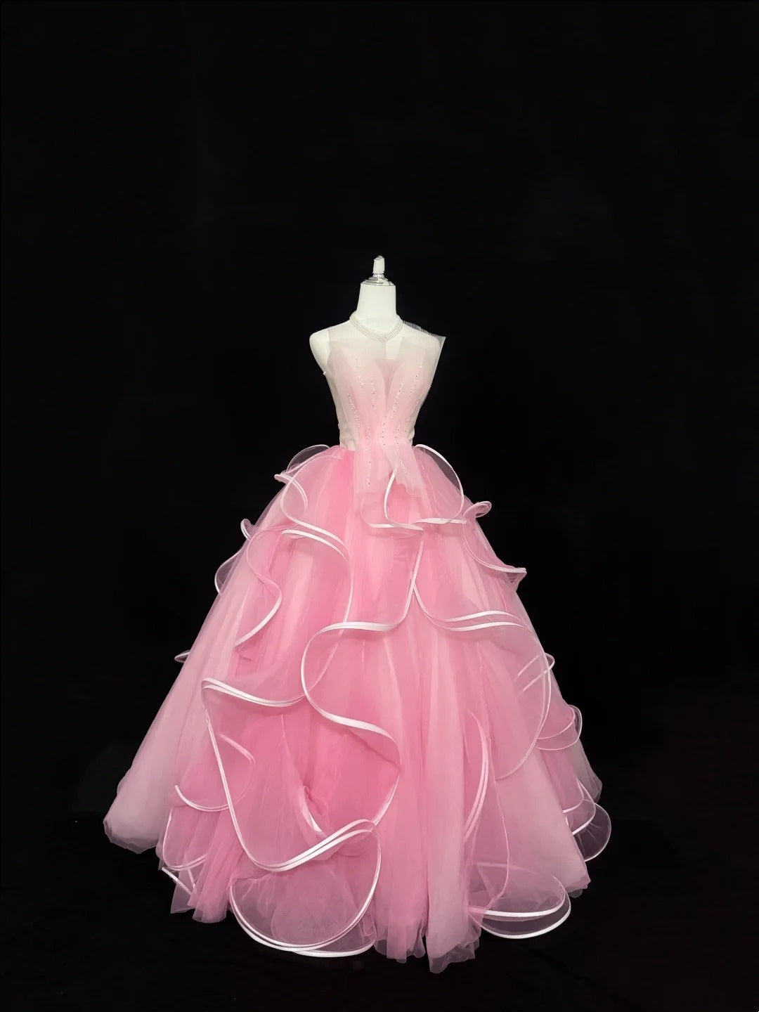 Pink Sweet 16 Dresses Long Ball Gown Sweetheart With Ruffled Sweet Sixteen Birthday Gown RC0224