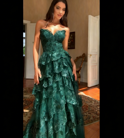 Special A Line Sweetheart Dark Navy Blue Lace Sequin Sleeveless Long Prom Dresses Inspo Prom Gown RB1410