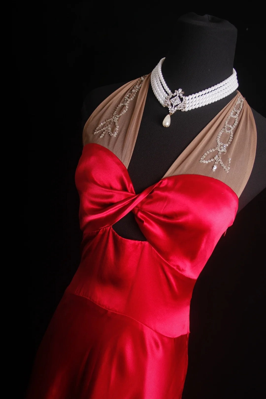 Retro A Line Halter Red Satin Tea Length 90s Short Prom Dresses Inspo 18th Birthday Outfits Formal Dress N493