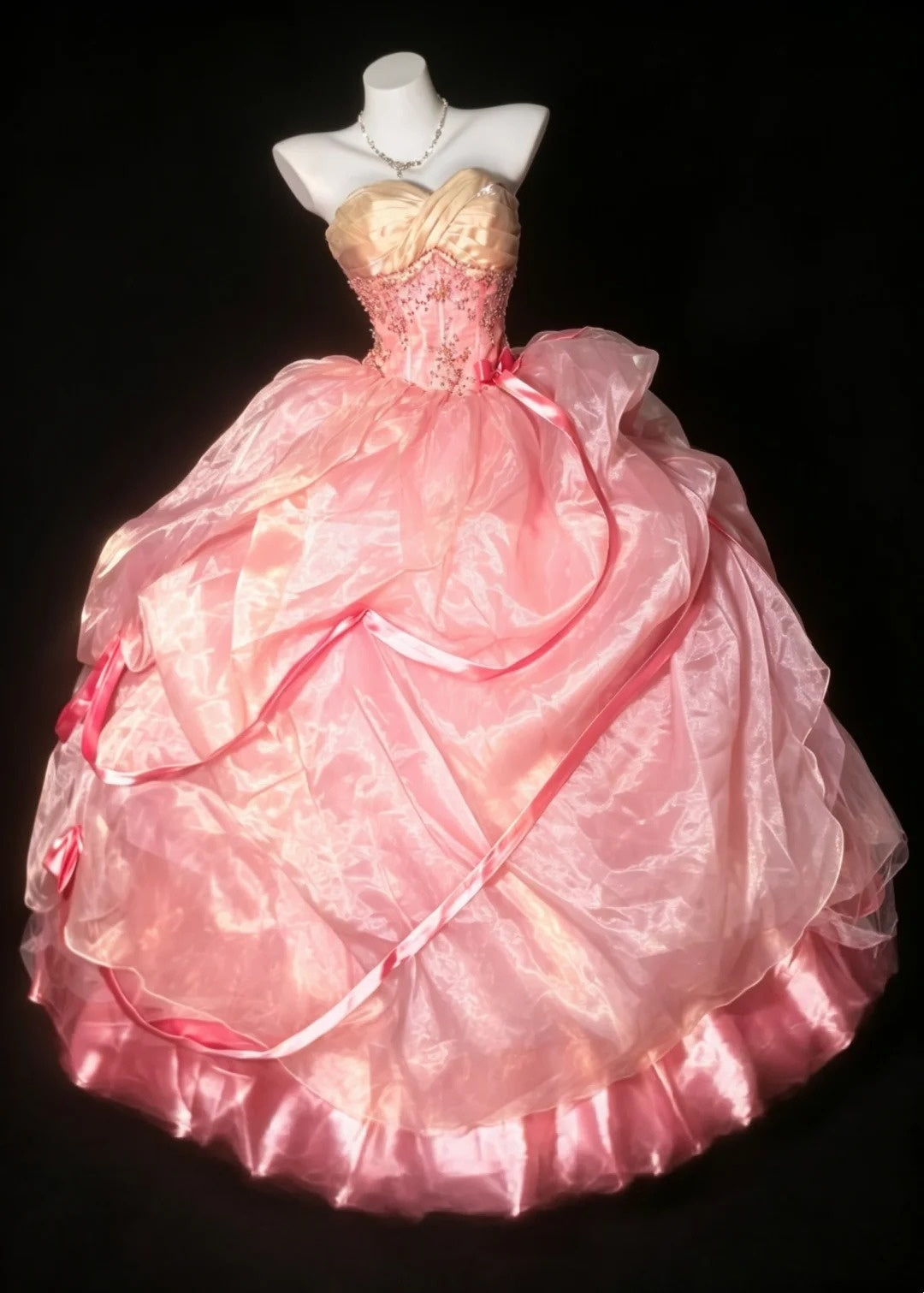 Sweet Ball Gown Sweetheart Blush Pink Organza Quince Dress Long Sweet 15 16 Quinceanera Dresses Vestido de princesa RB4471