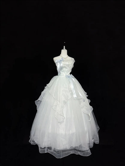 Cute Sweet 16 Dresses Long Ball Gown Strapless Tulle Formal Sweet Sixteen Birthday Gown RC0245