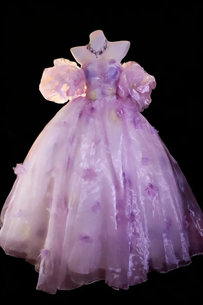 Fairy Ball Gown Off The Shoulder Lilac Floral Organza Quince Dresses Quinceanera Dress N2960