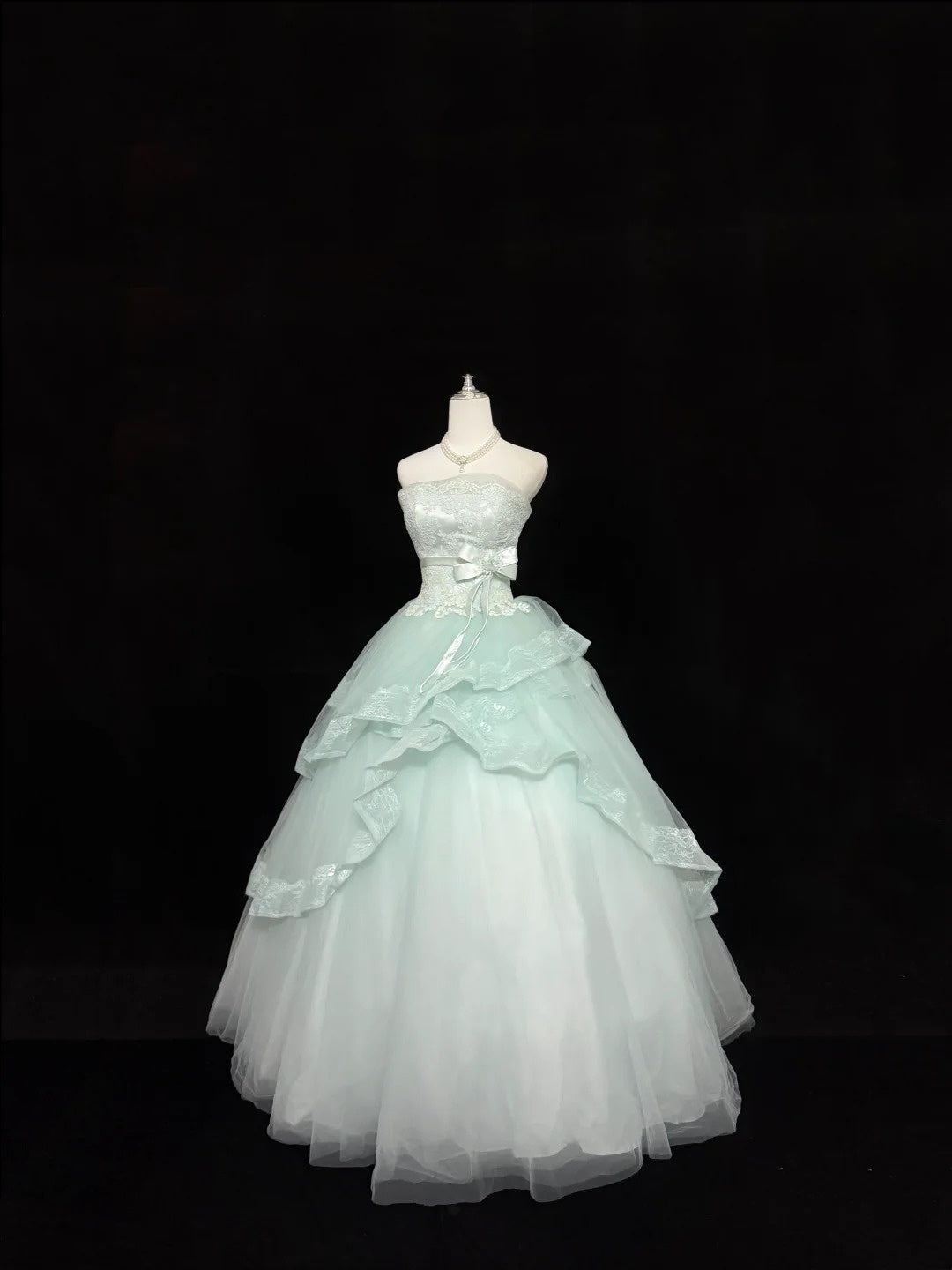 Sweet 16 Dresses Long Ball Gown Sweet Sixteen Long Birthday Dress Lace Strapless Mint Green Formal Gown RC0348