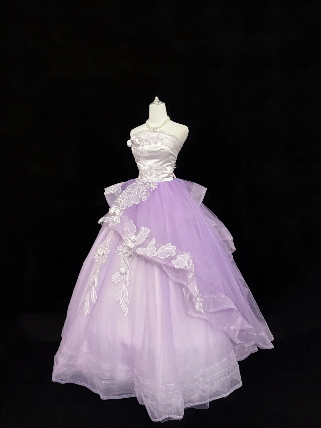 Sweet 16 Dresses Long Ball Gown Sweet Sixteen Long Birthday Dress Strapless Lilac Tulle Formal Gown RC0309