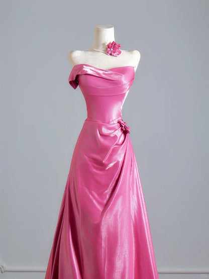 Timeless A line Strapless With Ruched Pink Long Prom Dresses Inspiration Party Dress Prom Gowns N305