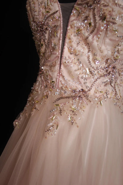 Retro A Line Spaghetti Strap Blush Pink 90s Tulle Long Prom Dresses Inspo 18th Birthday Outfits Formal Dress N490