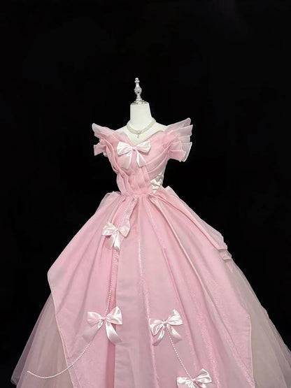 Sweet 16 Dresses Long Ball Gown Sweet Sixteen Long Birthday Dress V Neck Tulle Formal Gown RC0275