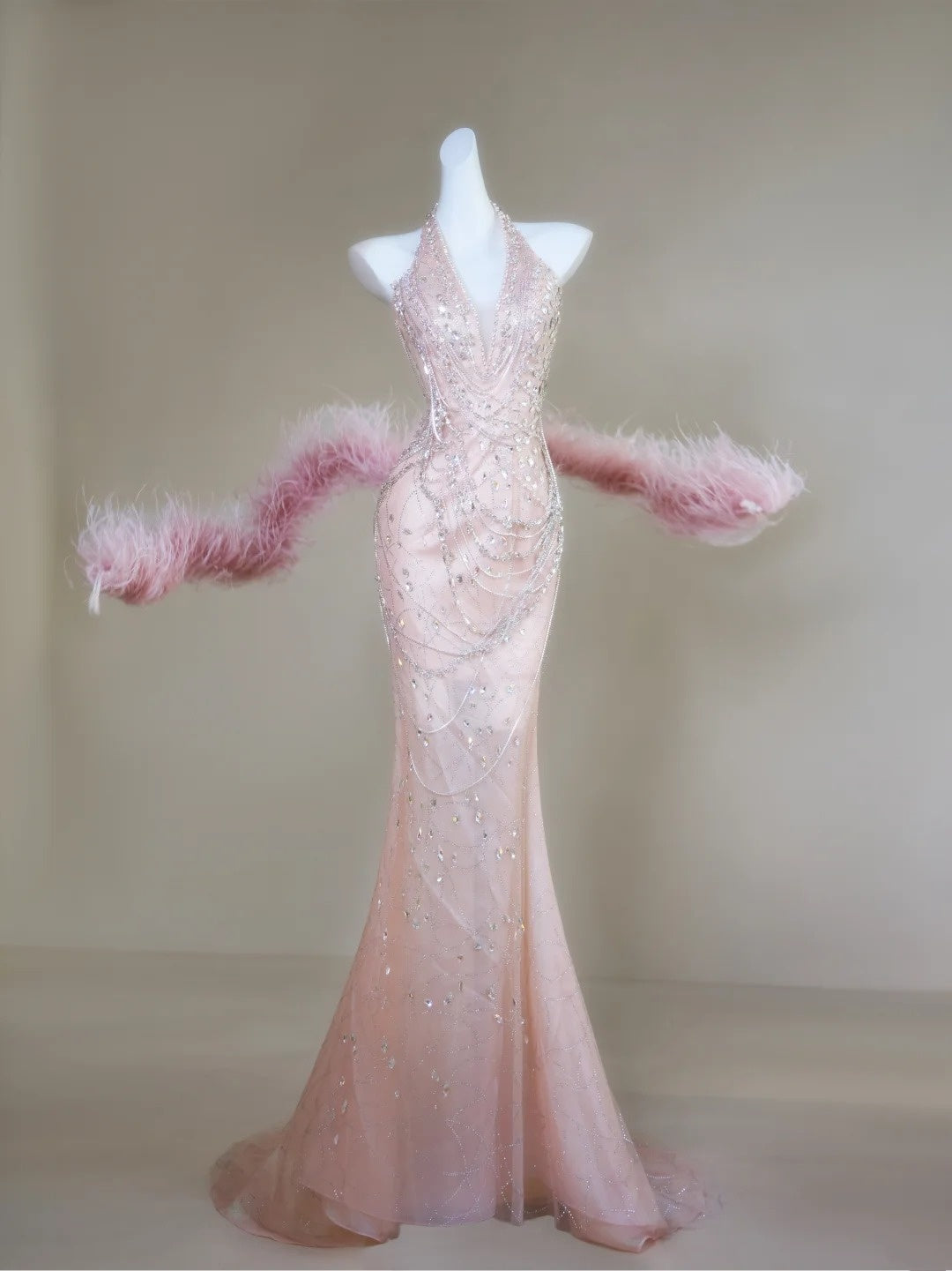 Classy Mermaid Halter Pink Sequin For Senior Teens Girls People Long Prom Dresses Formal Dress 20th Birthday Outfits N135