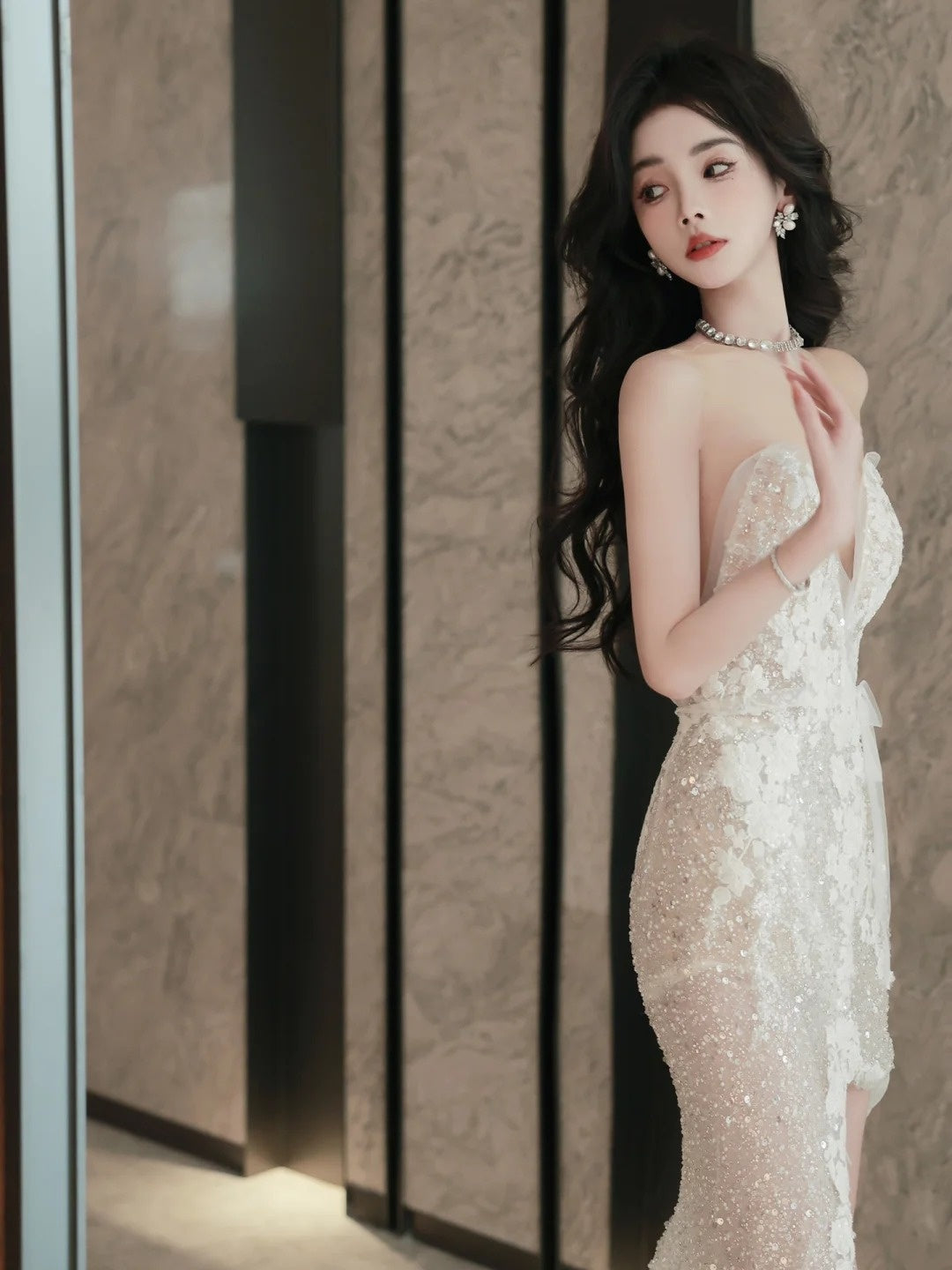 Fairytale Fantasy Art Wedding Dresses Mermaid Sweetheart White Lace Long Brides Dress Fitted Bridal Gowns N1088