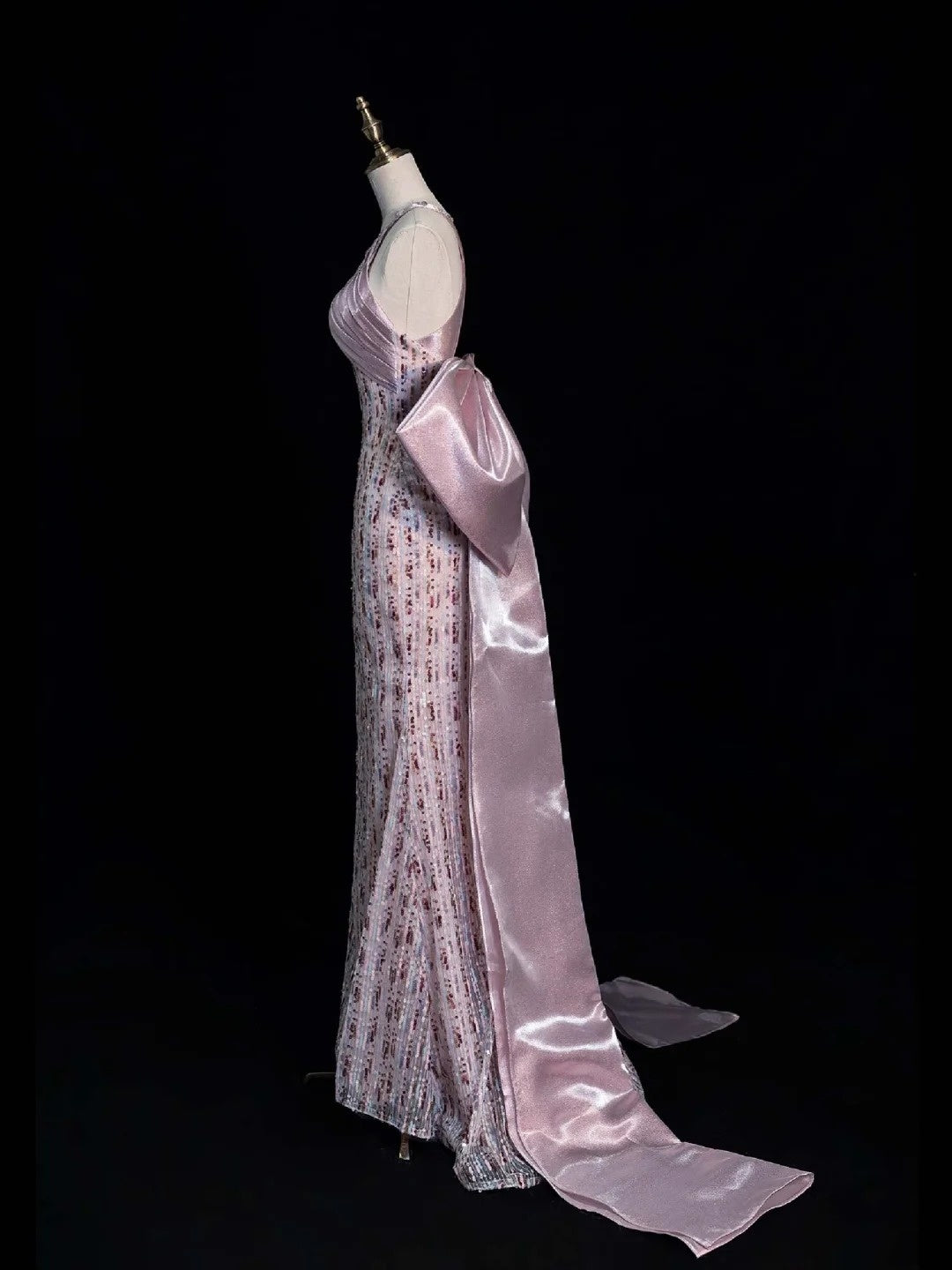 Stunning Mermaid Scoop Pink Sequined Prom Dresses Inspiration Evening Dress Princess Graduation Gown N1077