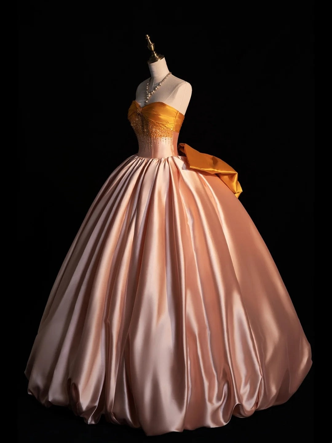 Modest Ball Gown Strapless Satin Pink Prom Dresses Inspiration Party Gowns Princess Formal Dress N1281