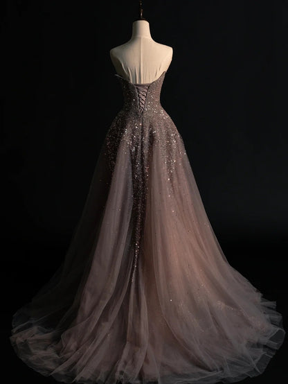 Modest Ball Gown Sweethart Tulle With Beadings College Formal Outfits Long Prom Inspo Graduation Dresses N1231