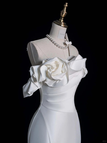 Dreamy Mermaid Sweetheart Satin White With Corset Fitted Brides Gown Bridal Dress Style Long Wedding Dresses RB6570