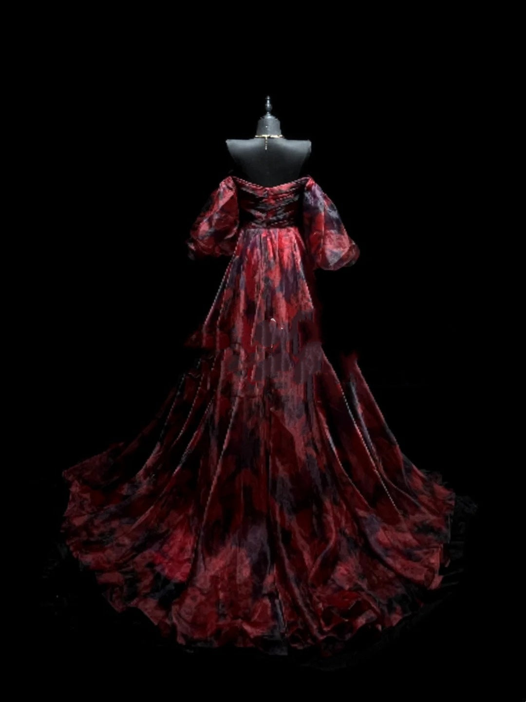 Retro Ball Gown Off The Shoulder Burgundy With Sleeves Party Dresses Long Prom Dresses Impress Senior Formal Dance Dress N965