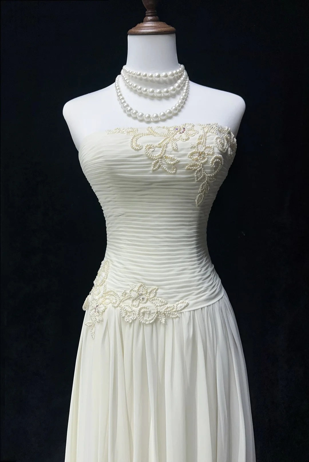 Timeless Wedding Dresses A Line Strapless White Chiffon With Appliqued Long Bridal Gown N3013