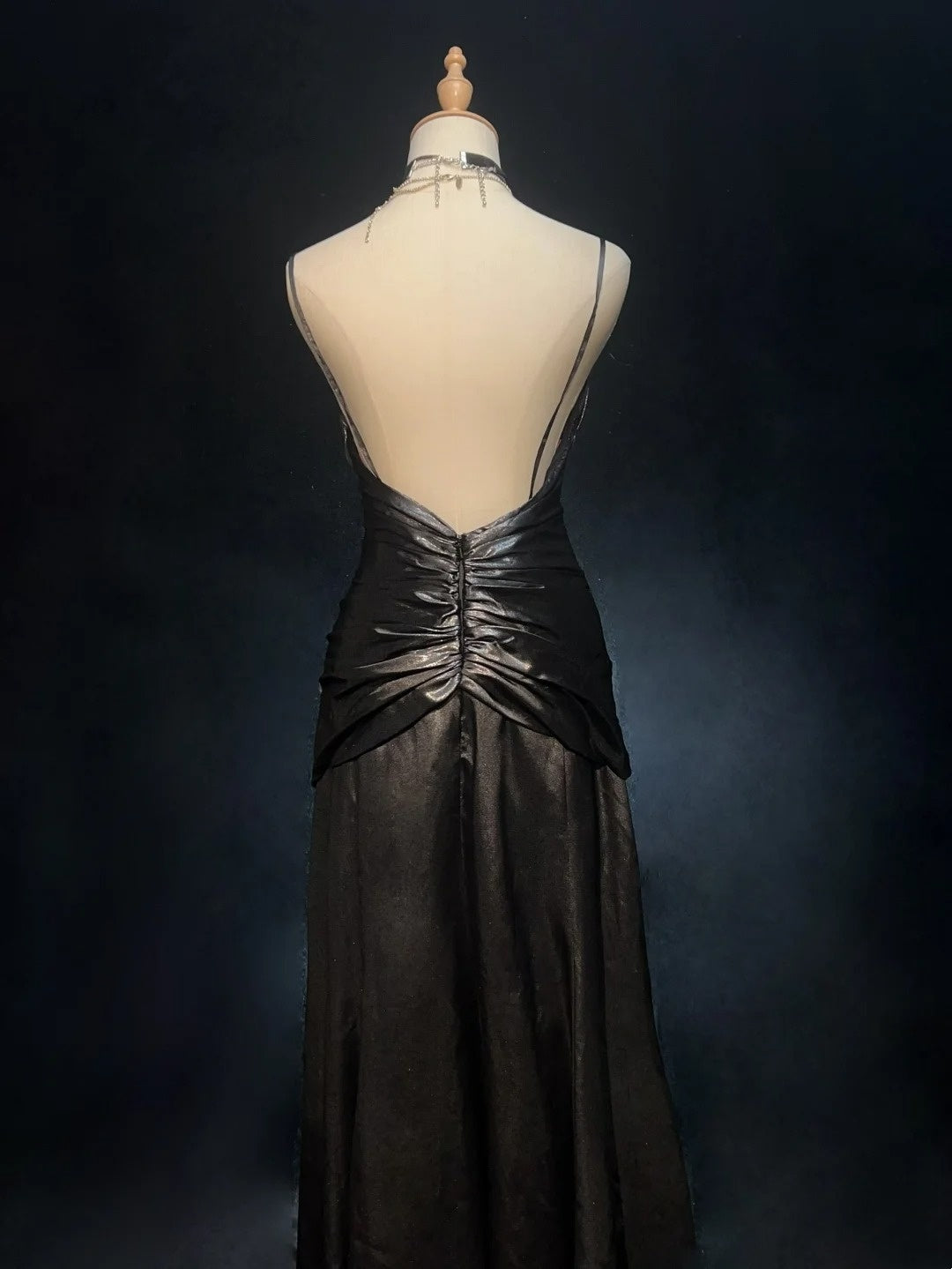 Vintage Prom Dresses Mermaid Halter Drop Waist With Beading 1970s Long Formal Gown N2618