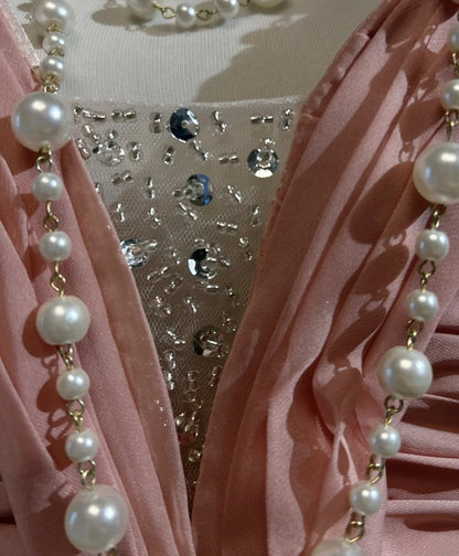 Vintage Mermaid Halter Pink With Folds Sleeveless Long Formal Dress Gown Birthday Prom Dresses N2447