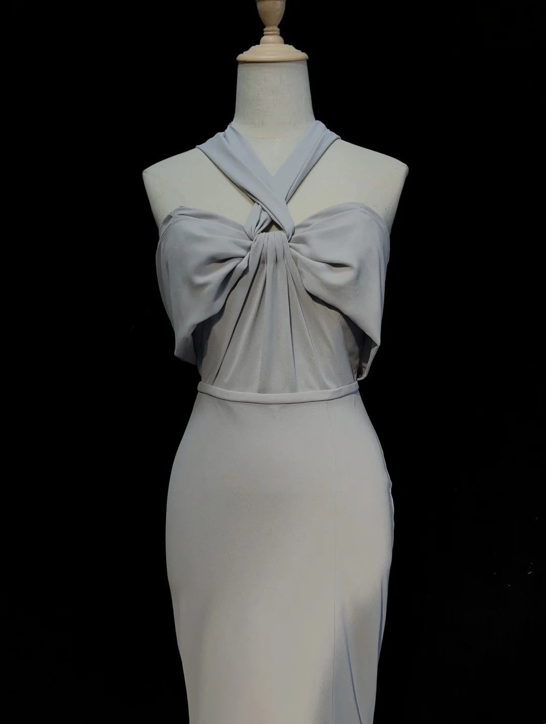Vintage Prom Dresses Inspo Mermaid Halter Grey Long 1990s With Folded Formal Gowns N3325
