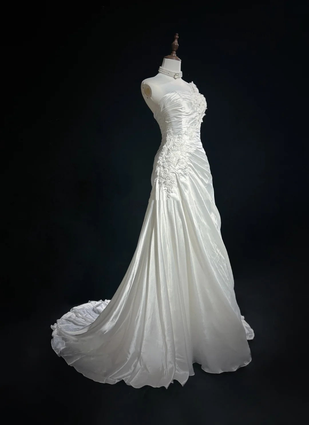 Vintage Prom Dresses Mermaid One Shoulder White With Ruffle Appliques Satin 90s Formal Gown N2589