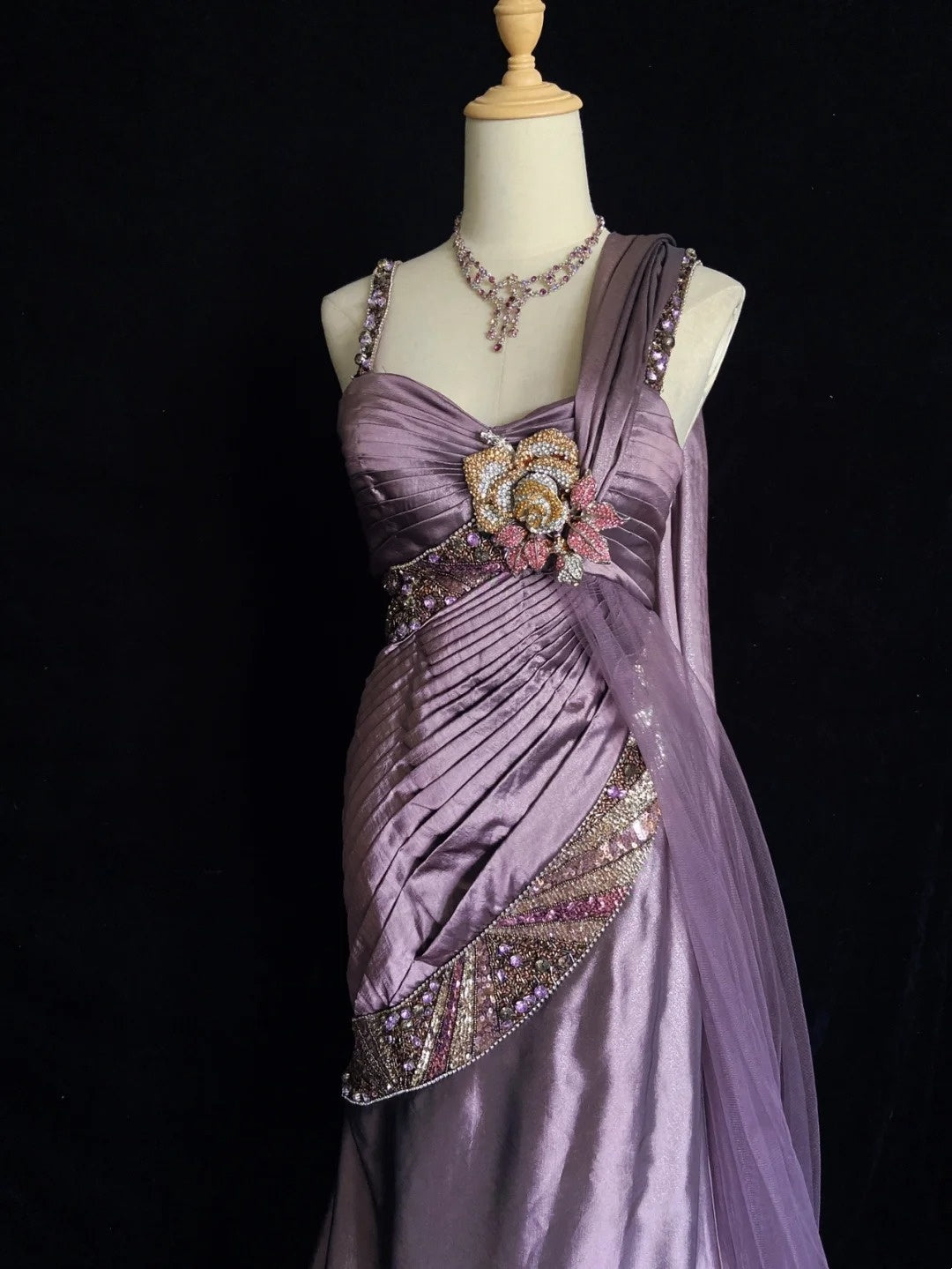 Vintage Prom Dresses Inspo Mermaid Spaghetti Strap Grape Satin 90s With Beaded Formal Gowns N3350