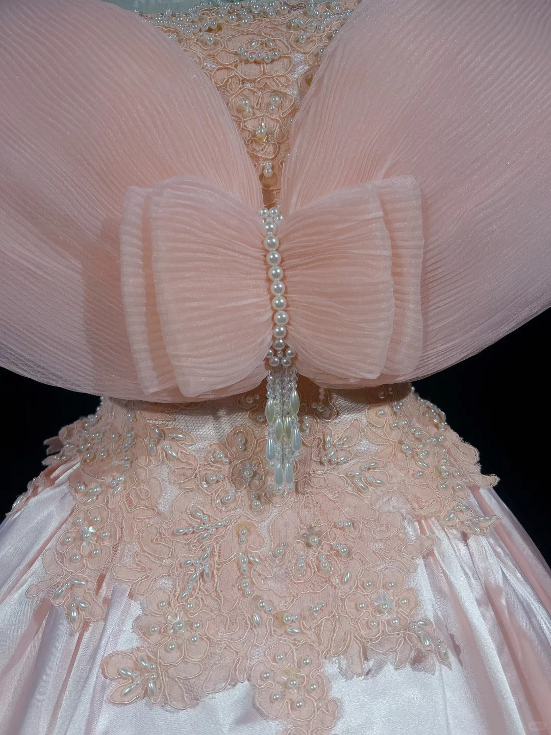 Strapless Pink Lace Appliques Ball Gown Quinceanera Dress, Sweet 15 Birthday Formal Dress RC0079