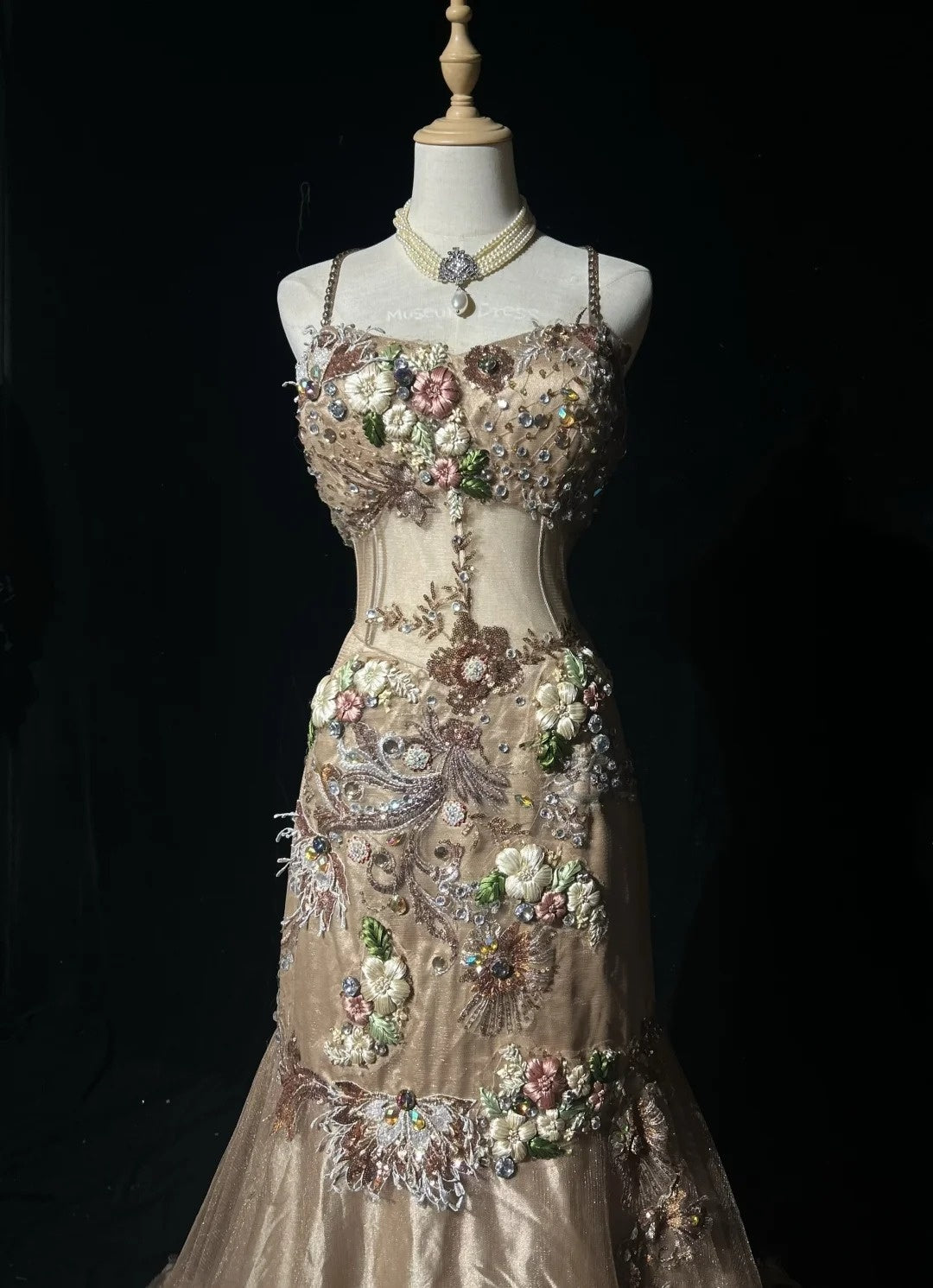 Champagne Prom Dress Inspo Mermaid Spaghetti Straps With Beading Modest Long Formal Party Gown RC0089