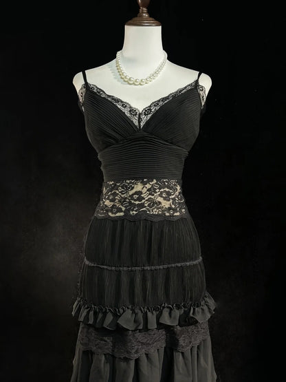 French Style A Line Spaghetti Strap Black Chiffon Short Mini Homecoming Dresses N2458