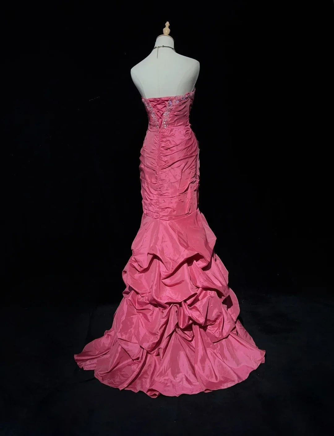 Vintage Prom Dresses Mermaid Sweetheart Pink Satin With Tiered Layers 90s Long Evening Gown N2916