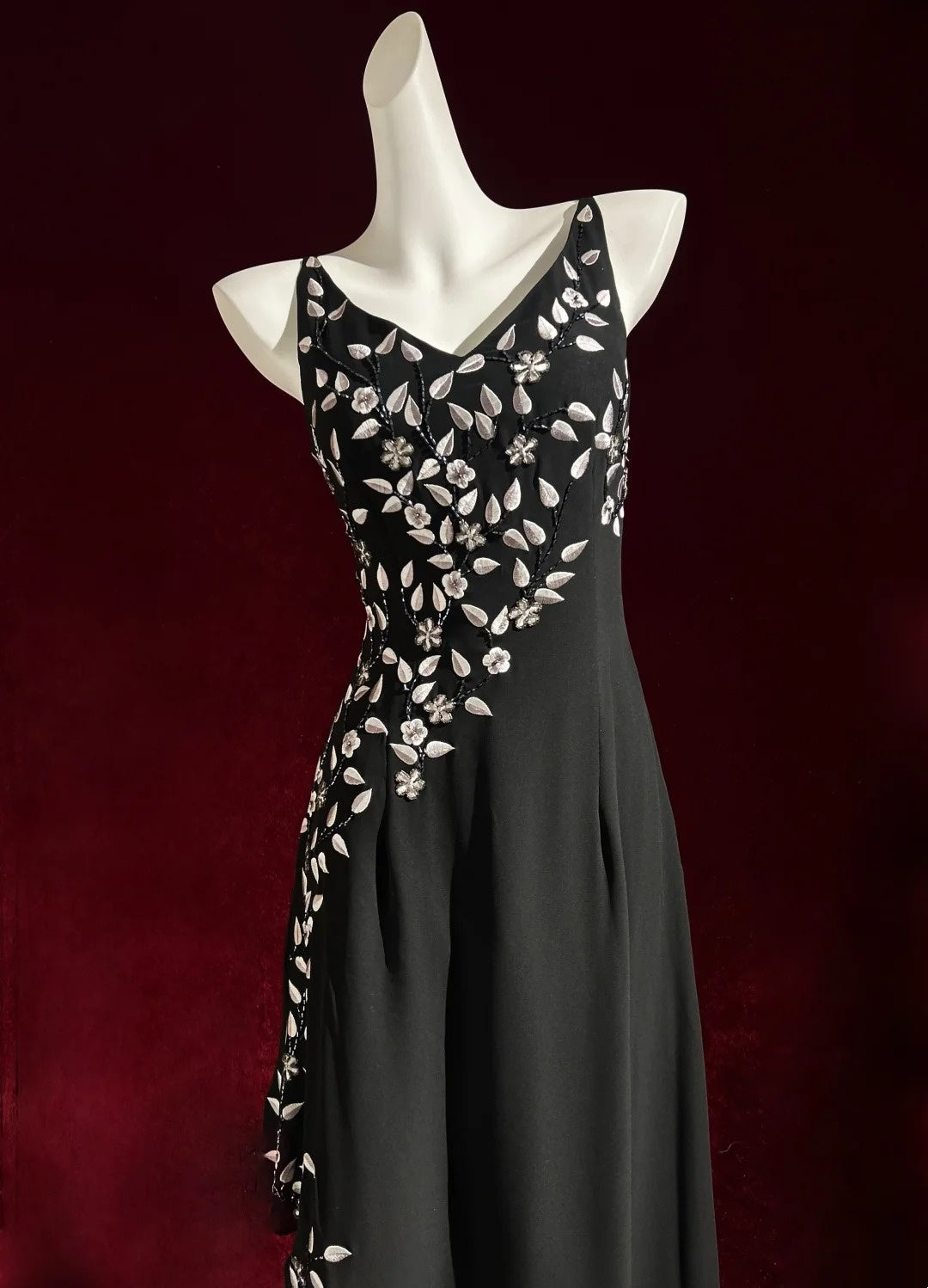 Vintage Prom Dresses A Line V Neck Black Chiffon With Embroidery 2000s Long Party Evening Formal Gown RC1149