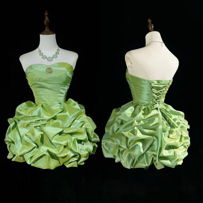 Pretty Ball Gown Sweetheart Green Organza Short Mini Homecoming Dresses Hoco Gowns N2660