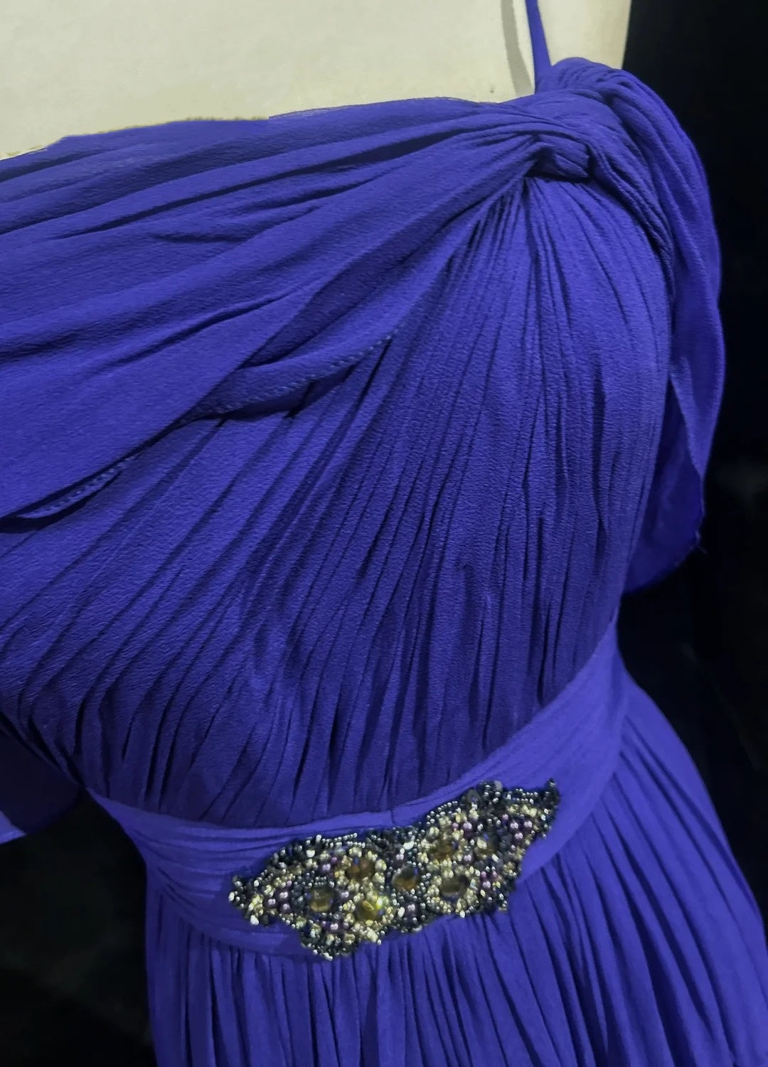 Vintage Prom Dresses A line Spaghetti Strap Royal Blue 90s With Ruffles Beading Long Formal Party Dress N2506
