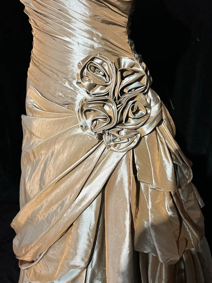 Vintage Prom Dresses Ball Gown Sweetheart With Straps Champagne Beading Long Formal Dress N2451