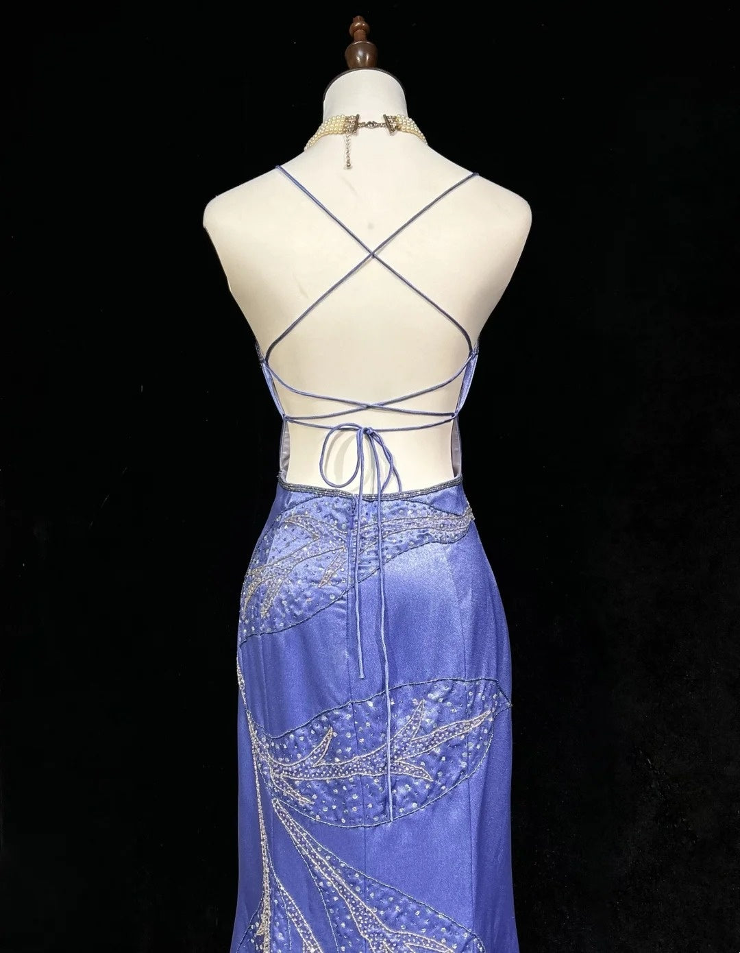 Vintage Prom Dresses 1960s Mermaid Spaghetti Strap Lilac Backless With Ruffled Beaded Long Prom Gown N3114