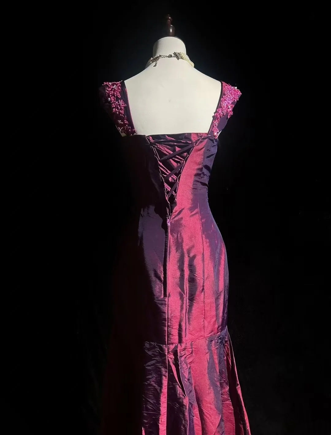 Vintage Prom Dresses Mermaid Sweetheart Burgundy With Appliques 1960s Long Formal Gown N2607