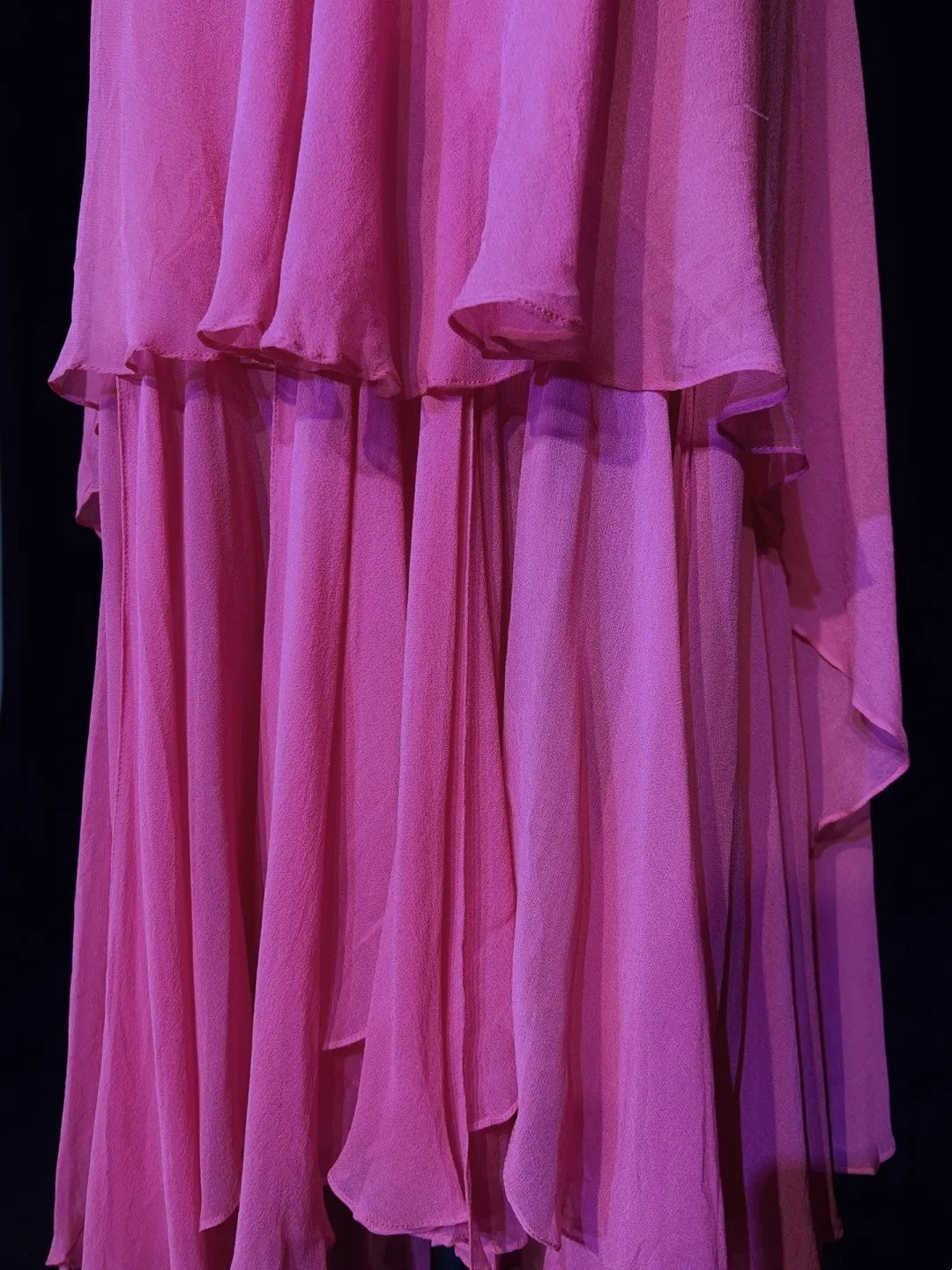 Glamour Prom Dresses High Low Halter Hot Pink Chiffon With Beading Formal Evening Outfits N3842