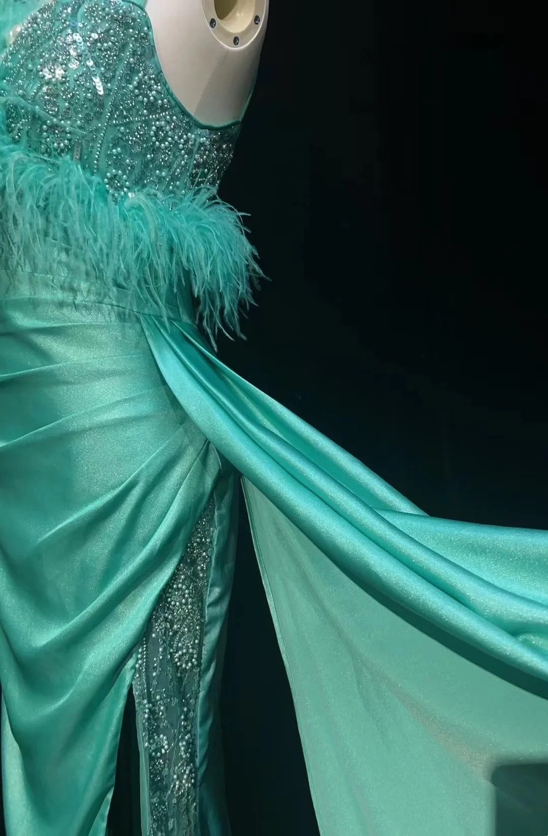Retro Gown Prom Vintage Dresses Mermaid One Shoulder Long Sleeve With Feathers 90s Formal Outfits N2327