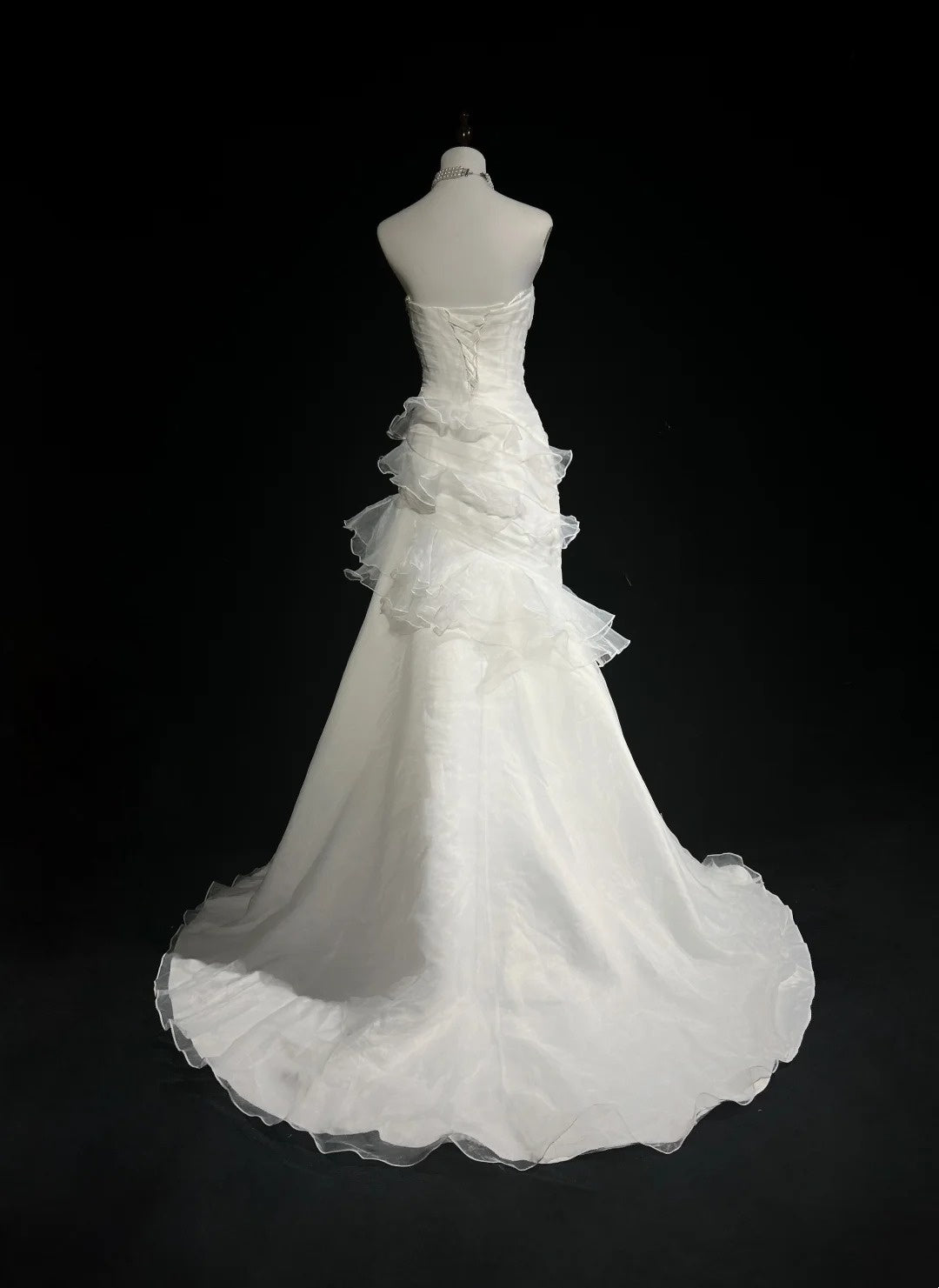Unique Wedding Dresses Mermaid Strapless Sleeveless White Long Bridal Gown N3125