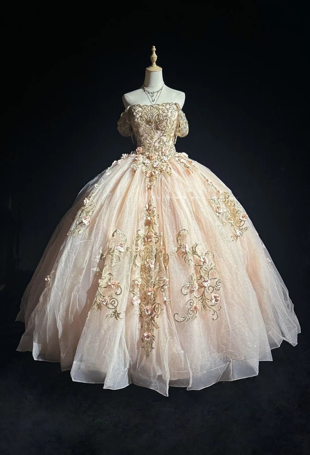 Princess Lace Square Neck Blush Pink Sweet 16 Dress Ball Gown Sleeveless Sweet Sixteen Dress RC0078