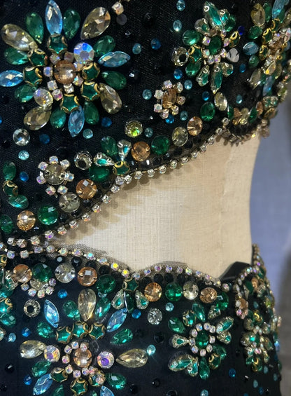 Vintage Prom Dresses Mermaid Scoop Black Split Slit With Beading 1970s Long Formal Gown N2611