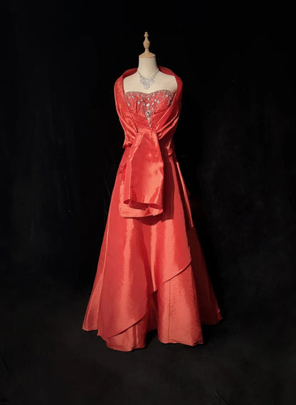 Glamour Prom Dresses Ball Gown Sweetheart Rust Red With Beading Formal Evening Outfits N3818