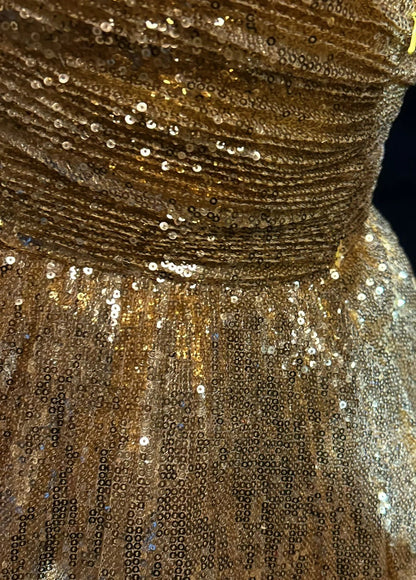 Short Prom Dress A line Sweetheart Gold Sequin Short Length Hoco Graduation Party Dresses RC1140