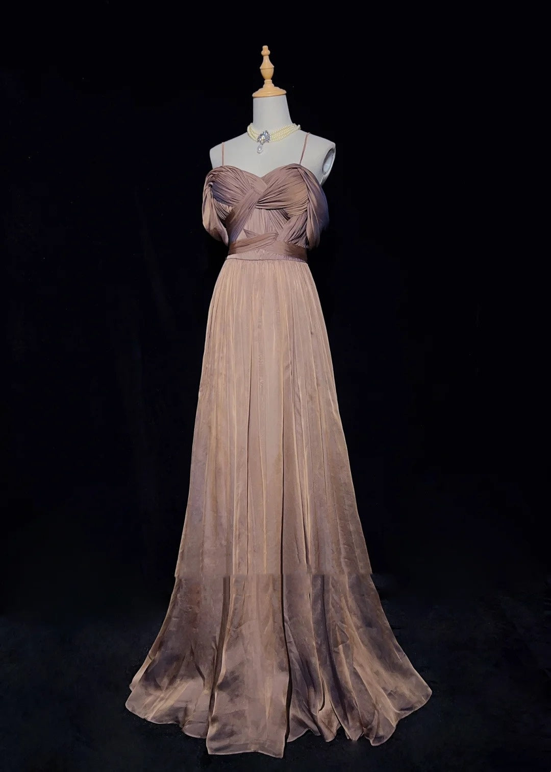 Vintage Prom Dresses 80s A Line Spaghetti Strap With Ruffled Long Evening Outfits N3454