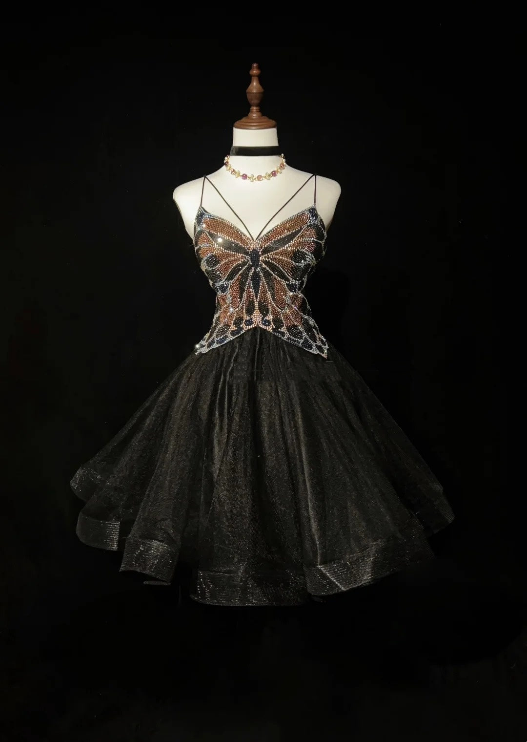 Pretty Ball Gown Spaghetti Strap Little Black Tulle Short Mini Homecoming Dresses Hoco Gowns N2628